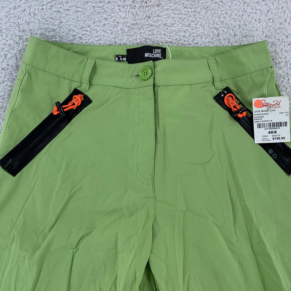 Love Moschino Pants‎ Womens 6 30x27 Green Tapered Zip Pocket Italy Designer NWT